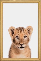 JUNIQE - Poster met houten lijst Lion Cub II -40x60 /Bruin