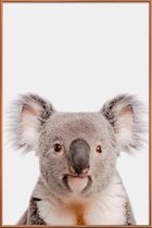 JUNIQE - Poster met kunststof lijst Koala -13x18 /Grijs & Ivoor