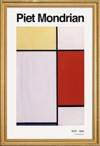 JUNIQE - Poster in houten lijst Mondrian - Composition -40x60 /Geel &