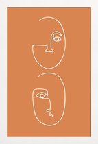 JUNIQE - Poster in houten lijst Coupling -40x60 /Bruin & Oranje