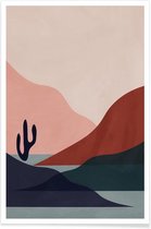 JUNIQE - Poster Desert -60x90 /Grijs & Rood