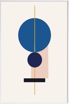 JUNIQE - Poster met kunststof lijst Equilibrium gouden -40x60 /Blauw &