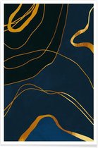 JUNIQE - Poster Ghost gouden -40x60 /Blauw & Goud