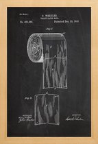 JUNIQE - Poster met houten lijst Toiletpapier - patent -40x60 /Wit &