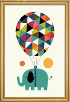 JUNIQE - Poster met houten lijst Fly High and Dream Big -40x60