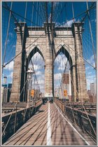 JUNIQE - Poster met kunststof lijst Crossing the Bridge -20x30 /Blauw