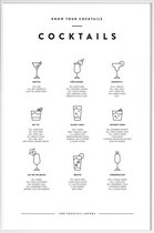 JUNIQE - Poster in kunststof lijst Cocktail infographic -20x30 /Wit &