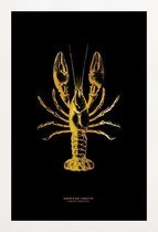 JUNIQE - Poster met houten lijst American Lobster gouden -13x18 /Goud