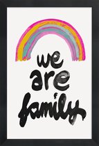 JUNIQE - Poster in houten lijst We Are Family -20x30 /Roze & Zwart