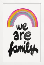 JUNIQE - Poster in houten lijst We Are Family -30x45 /Roze & Zwart