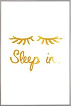 JUNIQE - Poster met kunststof lijst Sleep In gouden -20x30 /Goud & Wit
