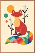 JUNIQE - Poster met kunststof lijst Rainbow Fox -40x60 /Kleurrijk