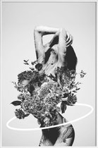 JUNIQE - Poster met kunststof lijst Be Slowly -13x18 /Grijs & Wit