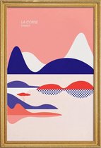 JUNIQE - Poster met houten lijst La Corse -20x30 /Rood & Roze