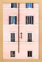 JUNIQE - Poster met houten lijst Pastel Facade -13x18 /Roze