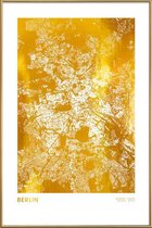 JUNIQE - Poster met kunststof lijst Berlin Map gouden -30x45 /Goud &