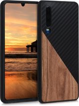 kwmobile hoesje voor Huawei P30 - Backcover in donkerbruin / zwart -Smartphonehoesje - design