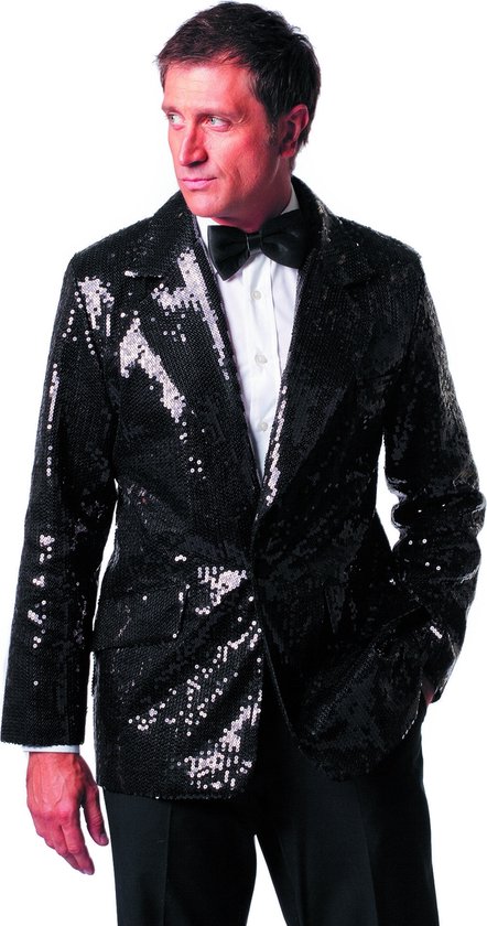 Costume Glitter & Glamour, Veste de costume noire à sequins Showmaster Luxe, Homme