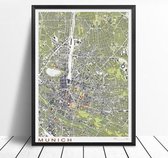 Classic Map Poster Munich - 20x25cm Canvas - Multi-color