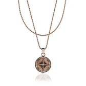 Croyez Jewelry | Compass Rosegold Layerup | Rope / 65cm / 65cm