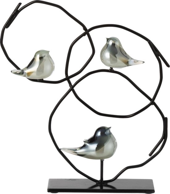 jukbeen Decoderen Geneigd zijn J-Line Beeld Ringen met 3 Vogels op Voet Grijs Zwart | bol.com
