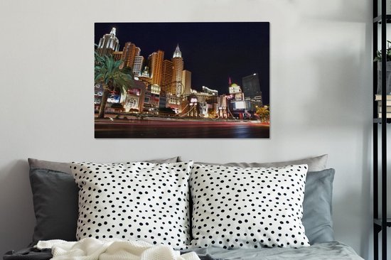 Canvas Schilderij Strip - Las Vegas - Straat - 60x40 cm - Wanddecoratie