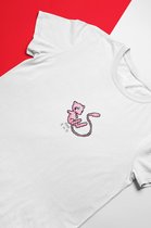 Mew Pixel Art Wit T-Shirt - Kawaii Anime Merchandise - Pokemon - Unisex Maat S