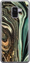 Samsung Galaxy A8 2018 siliconen hoesje - Marble khaki - Soft Case Telefoonhoesje - Groen - Marmer