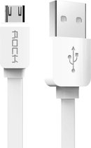 Rock USB naar Micro-USB kabel 1 meter - Oplaadkabel Plat Wit Android