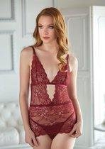 Lace Chemise with G-string - Burgundy