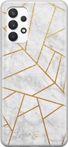 Samsung Galaxy A32 4G siliconen hoesje - Geometrisch marmer - Soft Case Telefoonhoesje - Grijs - Marmer