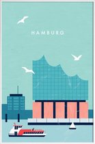 JUNIQE - Poster in kunststof lijst Hambourg Elbphilharmonie - retro