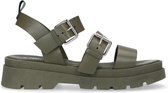 Sacha - Dames - Groene leren plateau sandalen met gespen - Maat 38