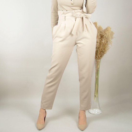 Suit Bandplooibroek beige casual uitstraling Mode Broeken Bandplooibroeken 