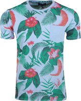 Re-Gen - Heren T-Shirt - Tropical Print - Blauw