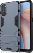 OPPO Reno 4 Hoesje - Mobigear - Armor Stand Serie - Hard Kunststof Backcover - Marineblauw - Hoesje Geschikt Voor OPPO Reno 4