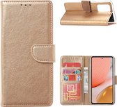 Hoesje Geschikt Voor Samsung Galaxy A72 hoesje bookcase Goud - Hoesje Geschikt Voor Samsung Galaxy A72 5G portemonnee book case hoes cover