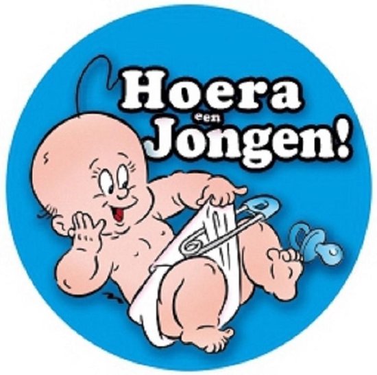 Hoera een jongen decoratie bord 49 cm van karton - Geboorte