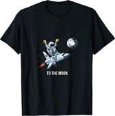 Bitcoin Cryptocurrency T-shirt - 'Naar de Maan' / 'To the Moon' - Zwart - Met raket - Maat XXL - Heren