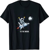 Bitcoin Cryptocurrency T-shirt - 'Naar de Maan' / 'To the Moon' - Met raket - Zwart - Maat S - Heren