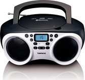 Lenco SCD-501 - Draagbare radio CD speler met Bluetooth, USB en MP3 - Zwart/Wit