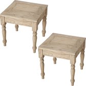 Set van 2x stuks bijzettafels Rodas vierkant hout naturel 40 x 40 cm - Home Deco meubels en tafels