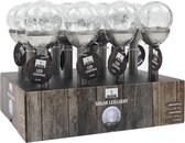 Solarlamp - Glas - 4 Stuks - Led - 8 cm - Craquele - Bol -Warm Licht - Tuinfakkel