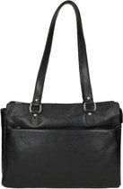 the Monte Schoudertas Buff Leather Leer - zwart