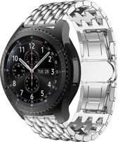 Bandje Voor Samsung Galaxy Watch Draak Stalen Schakel Band - Zilver - Maat: 22mm - Horlogebandje, Armband