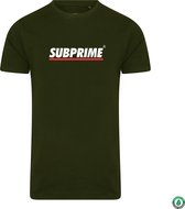 Subprime - Heren Tee SS Shirt Stripe Army - Groen - Maat XXL