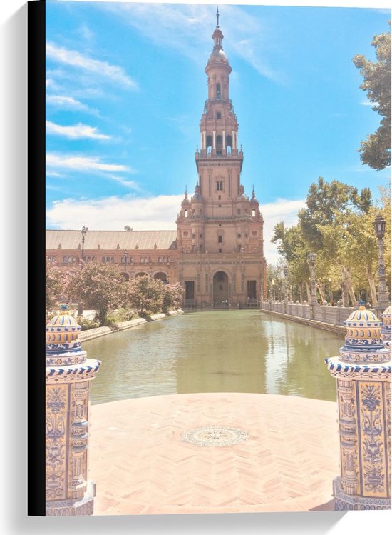 Canvas  - Plaza de España Gebouw in Sevilla, Spanje - 40x60cm Foto op Canvas Schilderij (Wanddecoratie op Canvas)