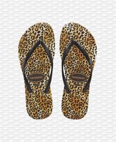 Havaianas Slim Leopard Dames Slippers - Black/Black - Maat 41/42