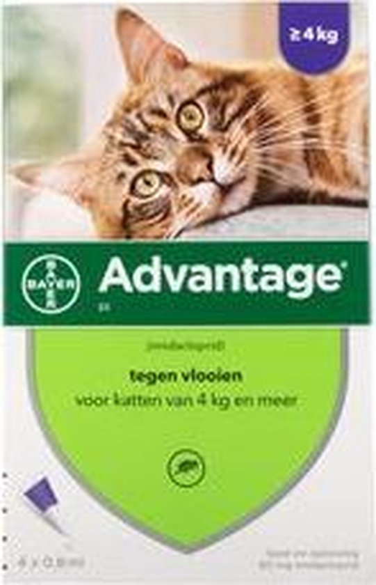 Foto: Advantage 80 vlooiendruppels kat vanaf 4 kg 4 pipetten