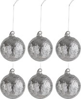 Doos Van 6 Kerstballen Spikkel Glas Zilver Small
